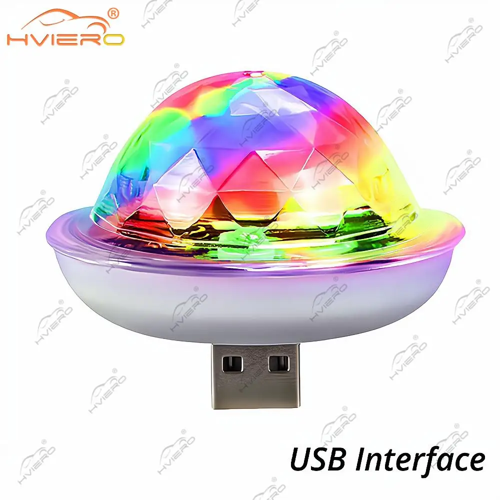 1 stk. usb dj-lykt led-bar nattlys led rgb-diskotekprojektor velkomstmikrokrystallkulelyd festatmosfærelampe: Foranderlig
