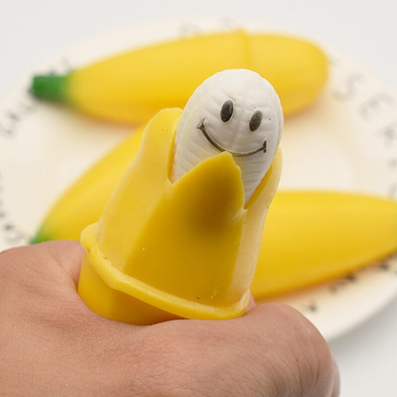 Juguete antiestrés para niños pequeños, Bola de exprimir a mano, plátano en miniatura, juguete para aliviar el estrés, juguete realista para pelar