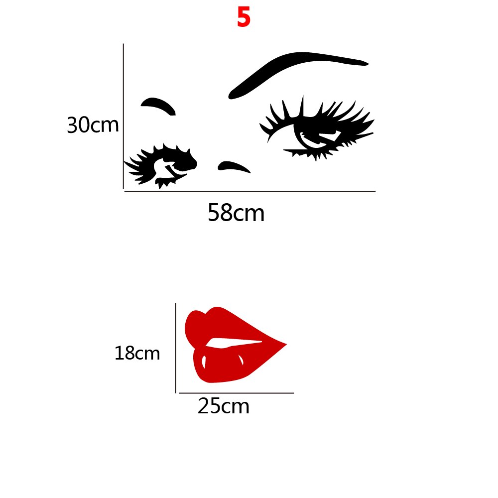 Skønhedssalon salon læbestift øjne vinyl wallsticker tapet til skønhedssalon piger soveværelse indretning vægmaleri plakat citater make up: 5