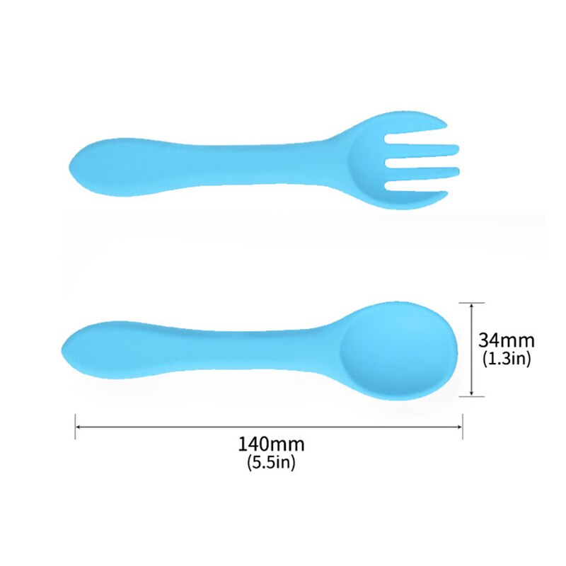 2 Pcs/Set Silicone Baby Learning Spoon Fork Set BPA Free Baby Silicone Tableware Non-Slip Kids Safety Utensils Baby Stuff