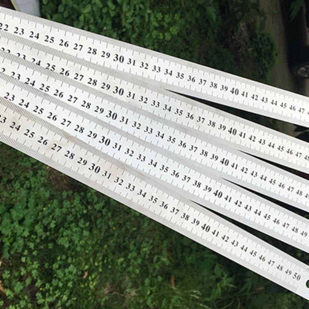 30/50/60cm Metric Stainless Steel Double Sided Ruler Straight Scale Precision Measuring Hand Tool Stationery Drafting Accessory