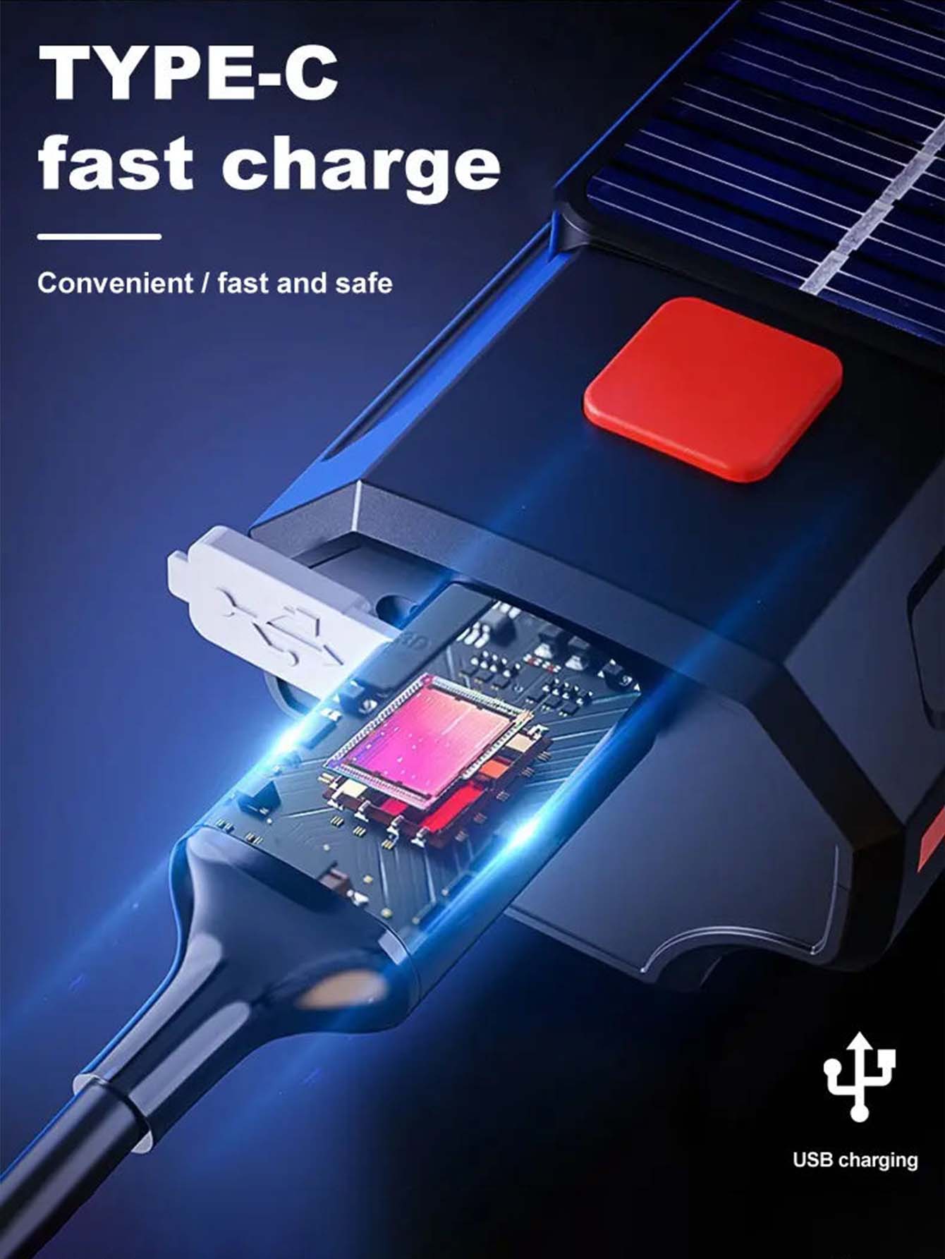 Luz Solar para bicicleta con bocina, 120dB, TYPE-C, recargable, lámpara frontal para bicicleta de montaña y carretera, linterna para bicicleta de 1200 mah