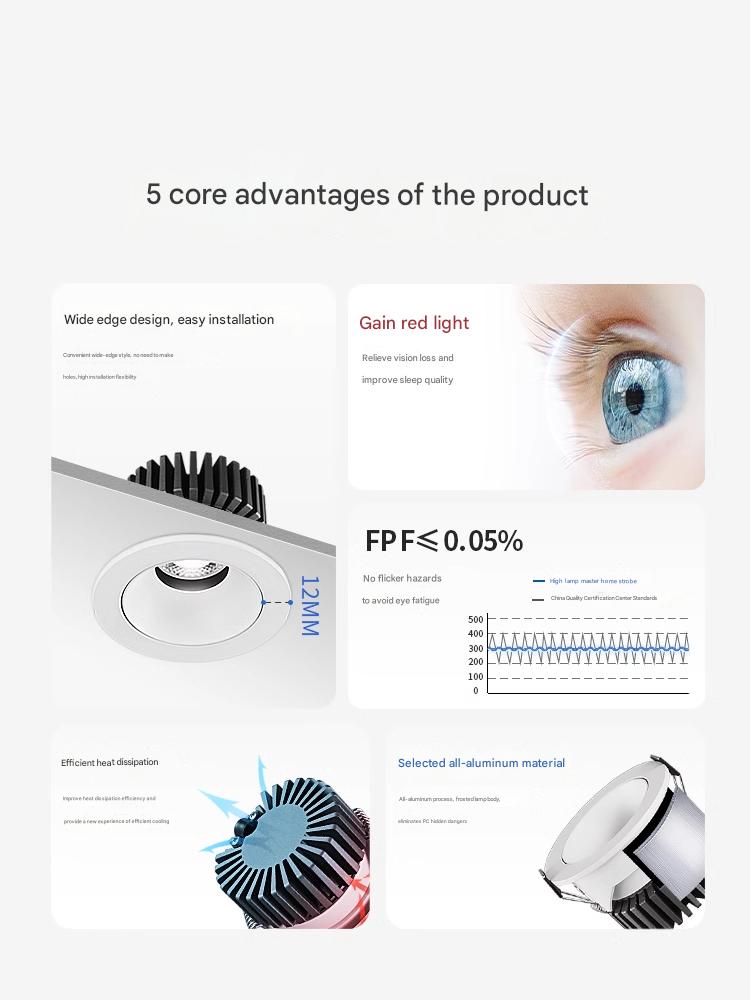 Deckenleuchte Kolben Scheinwerfer LED Downlight 3W Wohnzimmer Hintergrund Bekleidungsgeschäft minimalistisches Bullauge eingebettet dunkel Anti-Glar