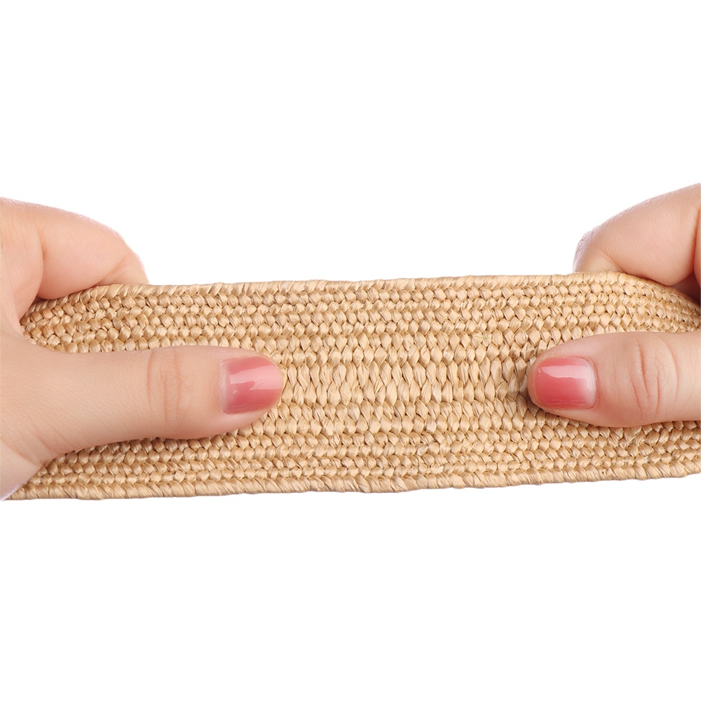 Cinturón de vestir con hebilla de madera redonda para mujer, cinturón elástico de paja, Correa ancha trenzada informal, tejido para niña PP , femenino