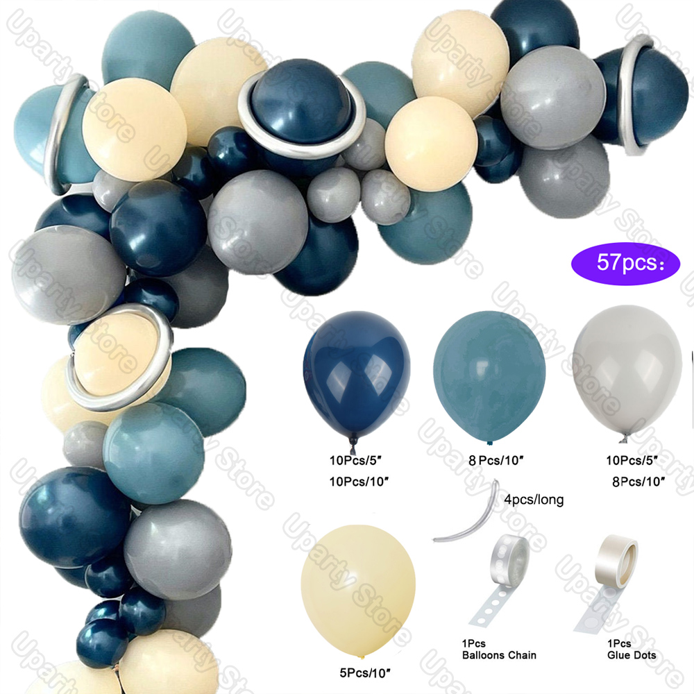 Outer Space Party Birthday Balloons Orange Navy Blue Chrome Silver Balloons Arch Garland for Kids Birthday Party Decor Baby Show: RUBY