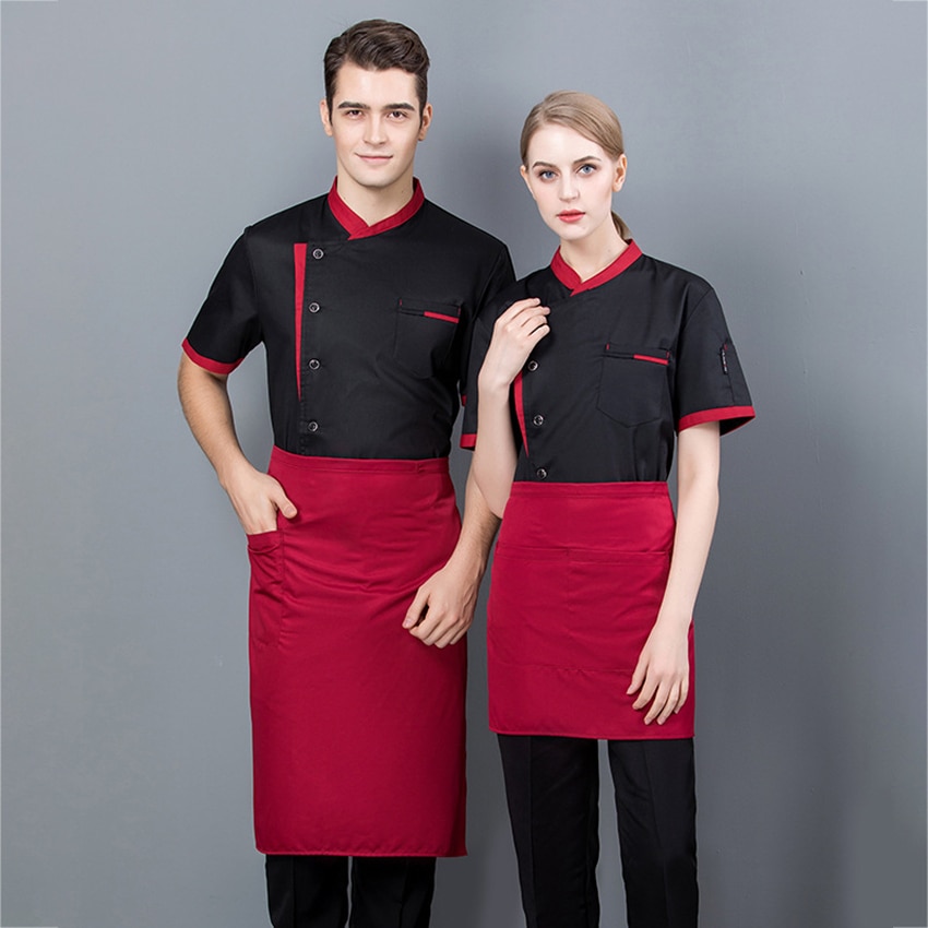 Chaqueta de Chef de manga corta para hombre y mujer, uniforme de Chef de Sushi para restaurante, ropa de trabajo para Hotel, trajes de cocina y panadería, monos de Color sólido