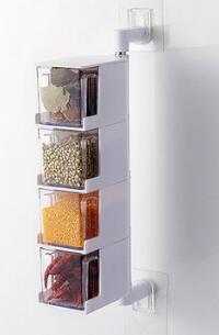 Étagère à épices murale rotative | Multi-niveaux, support mural, boîte de rangement d'assaisonnement, bocaux organisateur récipients condiments, outils de cuisine OK 0624 1 pièce: Jaune clair