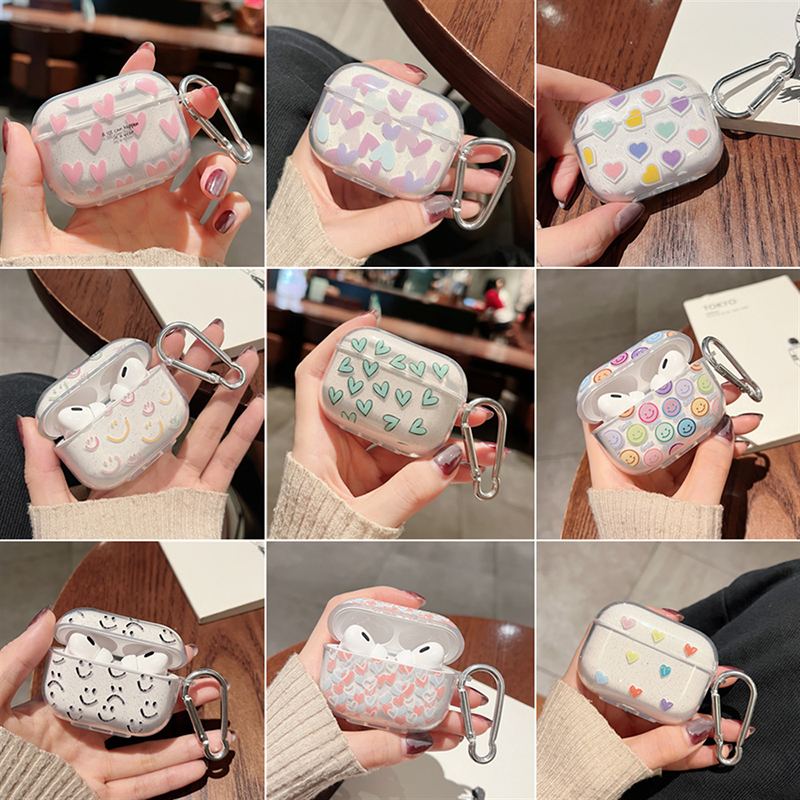 Pink Love Heart Cover for Apple AirPods Pro 1st 2nd gen Wireless Earphone Shell Skin for Air Pods 3 2 1 Charging Box Bag