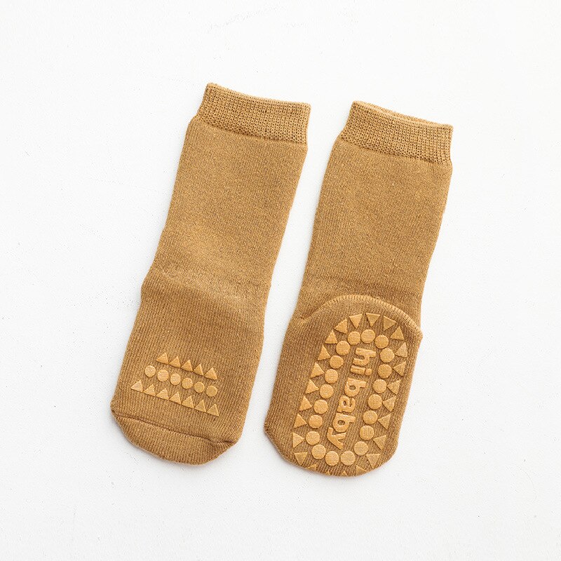 Calcetines gruesos de goma antideslizantes para bebé, niño y niña, calcetines hasta la rodilla, zapatos cálidos para el hogar, Otoño e Invierno: YELLOW / 1-3 years old