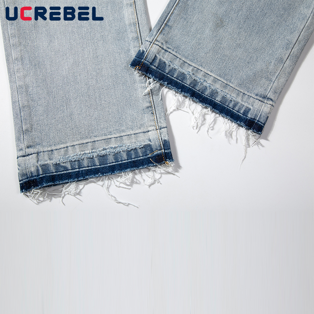 Cross Patch Borduren Ripped Gat Jeans Heren High Street Casual Denim Broek Verontruste Losse Rechte Pijpen Broek Mannen