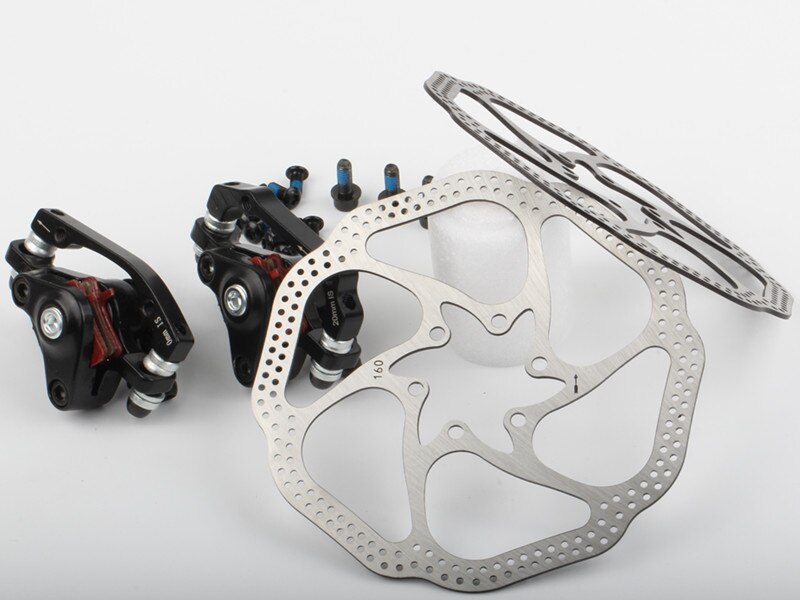Aluminum Alloy Bicycle Rear Disc Brake Black Mountain Road MTB Bike Mechanical Caliper Disc Brakes Cycling Accessories Bicicleta: brake a pair  rotors