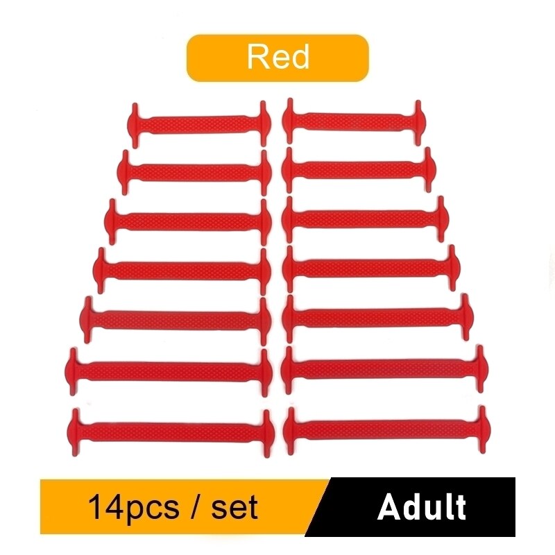 Lot de 16 lacets créatifs en Silicone, élastiques, pour chaussures sans cravates: Red