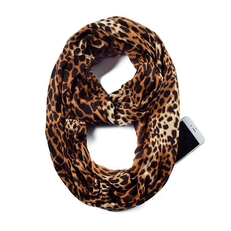 Infinity Scarf Wrap with Secret Hidden Zipper Pocket, Best Travel Scarfs AA10306: AA10306 coffee