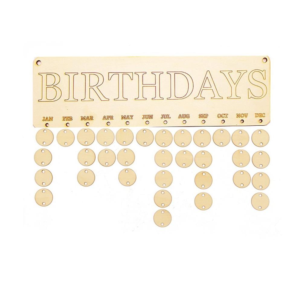 Wooden Birthday Reminder Calendar Wall Hanging DIY Craft Plaque Board Party Event Celebration Decoration for Family Friend