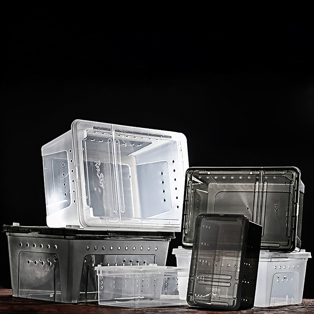 Reptil Gecko Eidechse Tarantel Schildkröte transparent Stapelbar Züchter Kasten Transport Kasten Winterschlaf Kasten ungiftig robust Langlebig