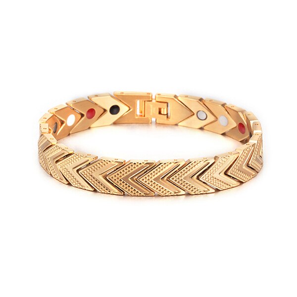 Vinterly Magnetische Armbanden Voor Vrouwen Mannen Goud-Kleur Roestvrij Staal Gezondheid Energie Germanium Chain Link Armbanden En Armbanden Heren: gold color