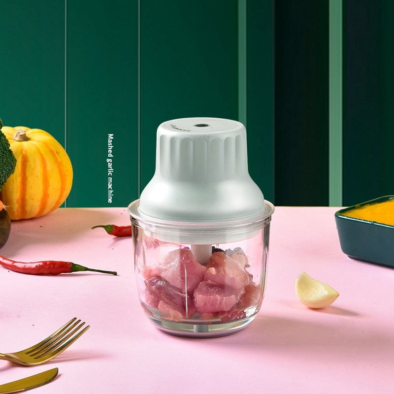Electric Garlic Chopper Wireless Portable Mini Food Processor Glass Press Mincer Vegetable Chopper for Shredding Slicing