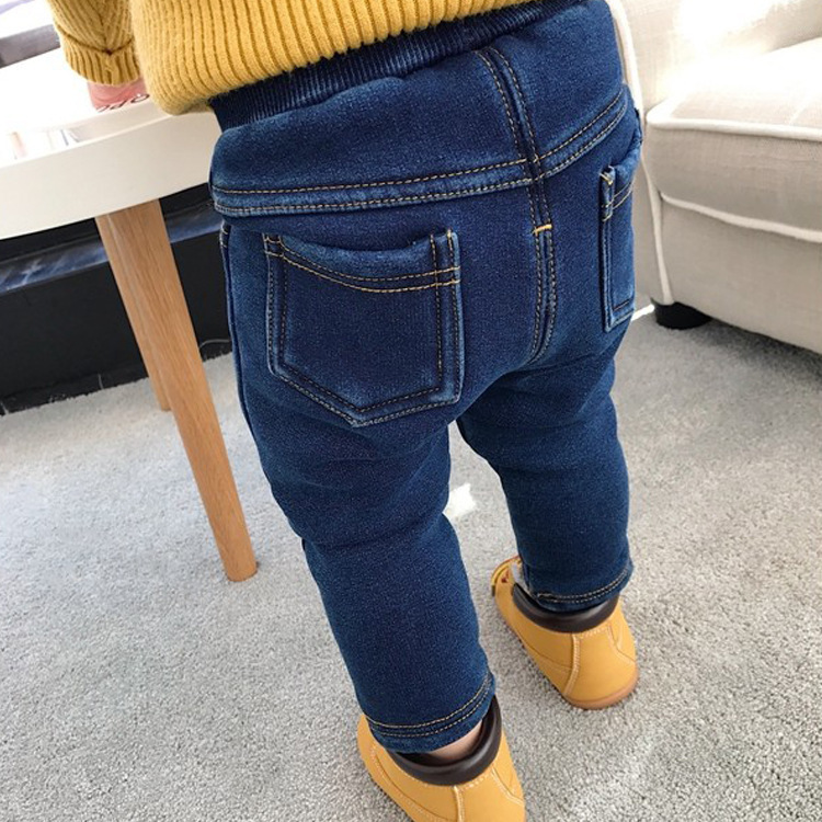 Winter infant kids cotton knitted warm jeans 0-5 years baby boys girls casual thicken denim pants 0-5Y