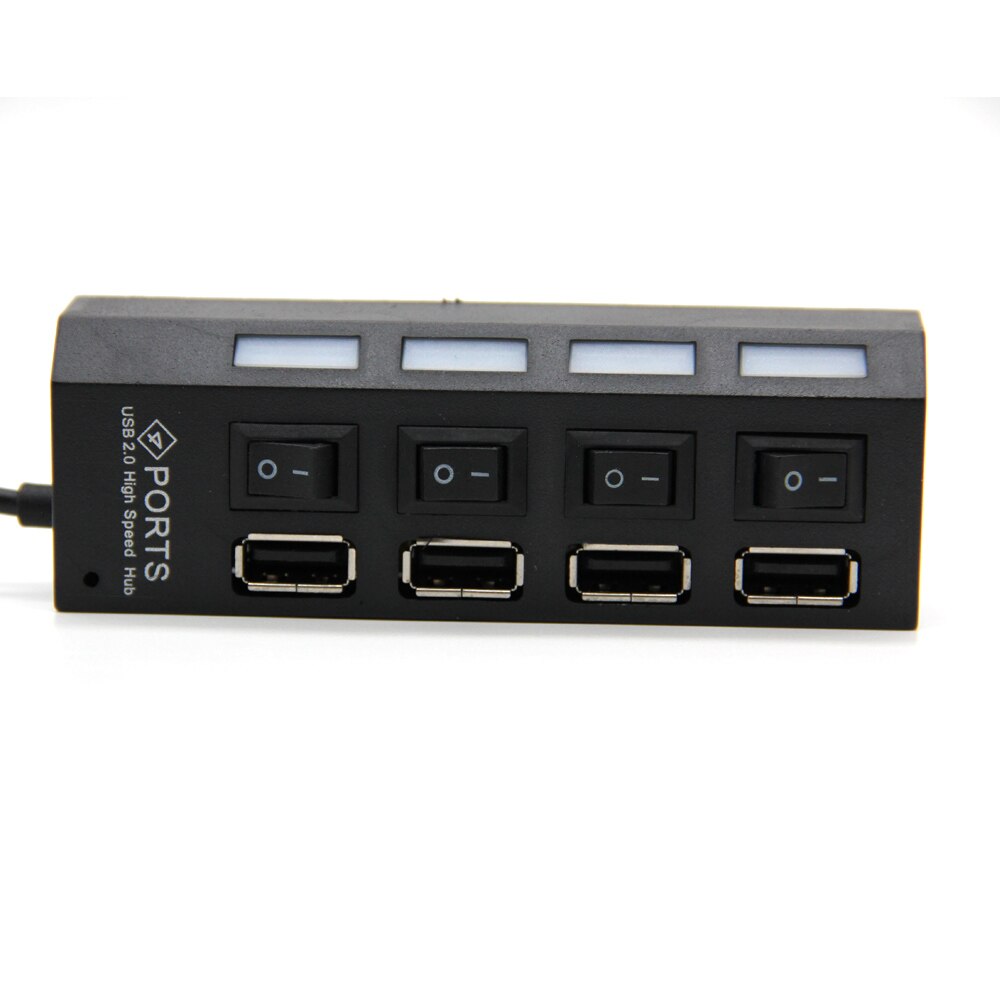 Mini USB 2,0 con 4 puertos, concentrador de carga USB 2,0, divisor con interruptor de encendido/apagado para tableta, ordenador portátil, Notebook, luz LED