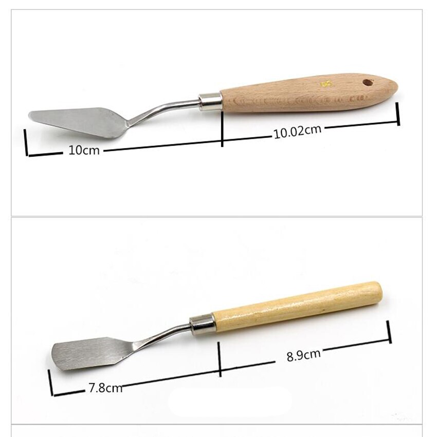 1 Uds pintura mezcla espátula de acero inoxidable espátula paleta cuchillo raspador de pintura al óleo paleta de artistas cuchillo Flexible herramienta de arte