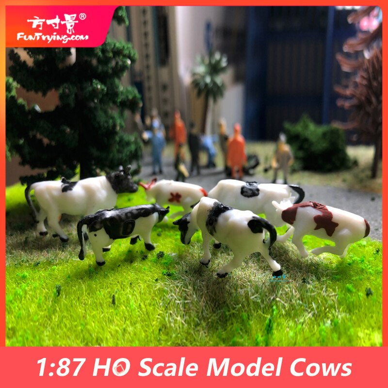 1:87HO Scale Model Cows farm animal landscape model train railway/railroad layout scenery DIY miniature dioramas gaming display