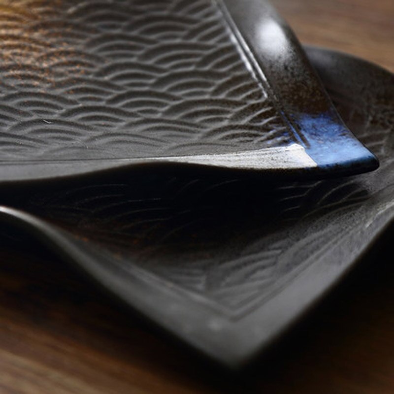 FANCITY Japanese retro ceramic square plate restaurant special dish sushi plate cooking plate irregular plate