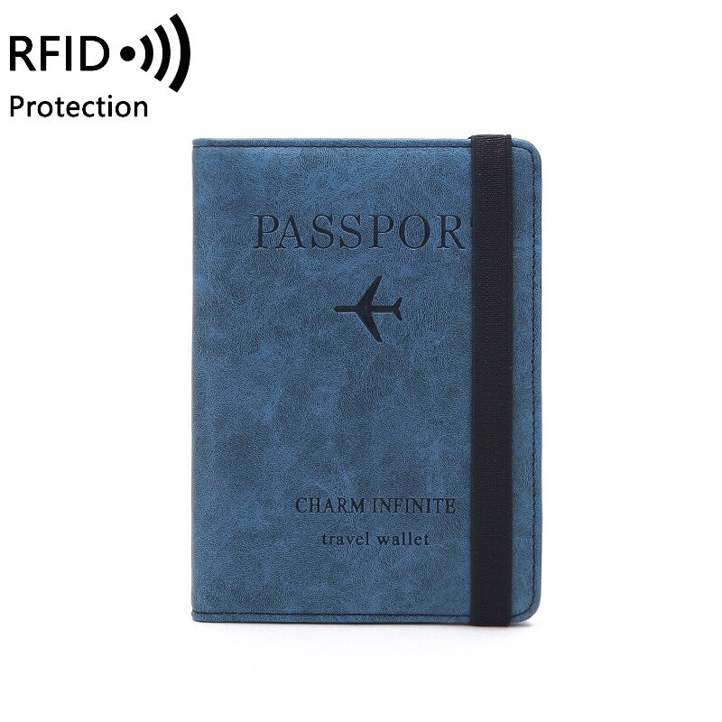 Vrouwen Mannen Rfid Vintage Zaken Passport Covers Holder Multi-Functie Id Bank Card Pu Leather Wallet Case Reizen accessoires: navy