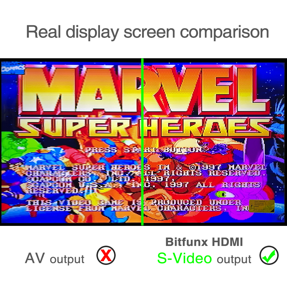 Bitfunx convertisseur HDMI pour SEGA Saturn SS 1080p Upscaler 4:3/16:9 rapport d'aspect commutateur entrée s-vidéo