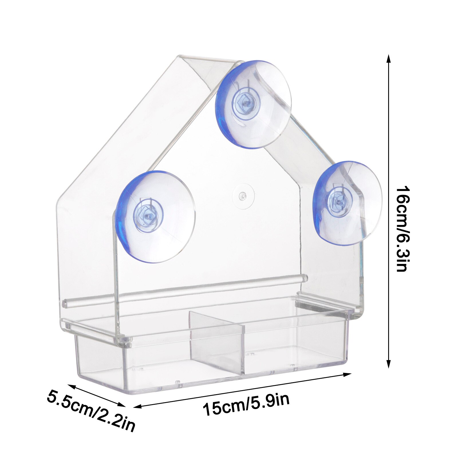 Clear Bird Feeders Glass Window Viewing Bird Feed Hotel Detachable Table Seed Peanut Hanging Suction Courtyard Feeder Tools: K 1PC