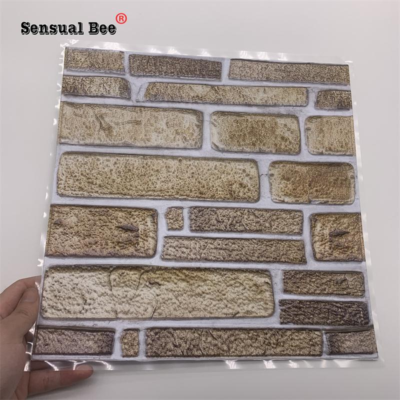 3D Rectangular Relief pattern Tiles Wall Sticker Restaurant Bathroom Tile Waist Line Wall Decals Home Decor DIY Vinyl Art Mural