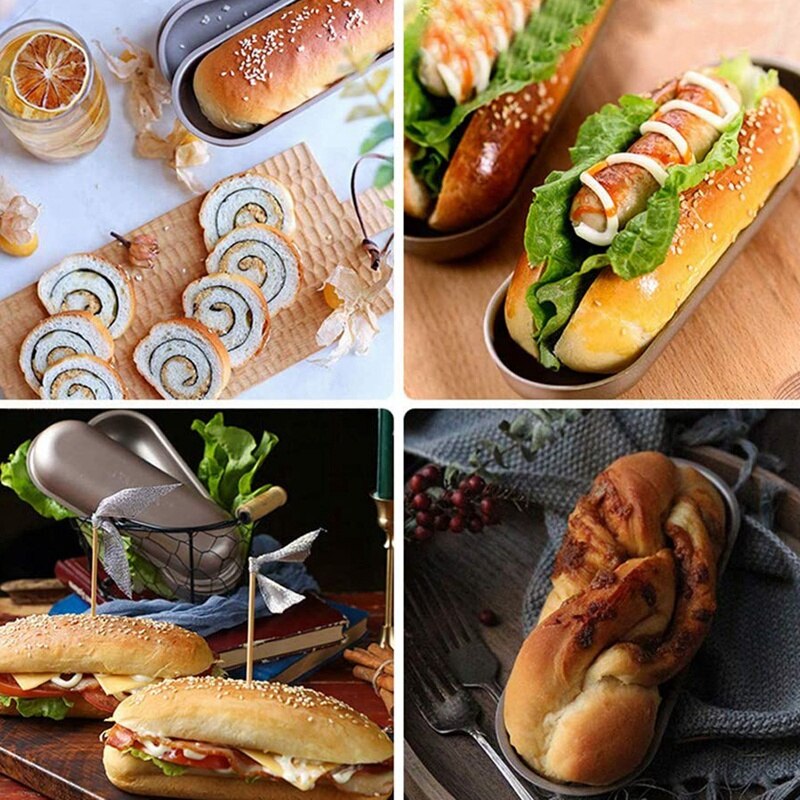5 stk hundeform kulstofstål pølseforme non-stick bagegrej oval hundebolle bagepande til gør-det-selv hjemmelavet brødværktøj