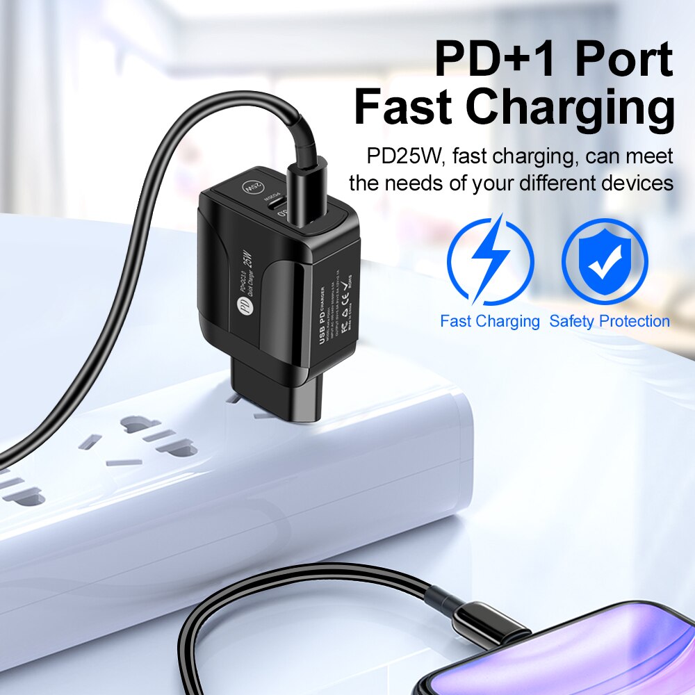 Lovebay Phone Charger PD 25W Quick Charge 3.0 Dual USB Charger For iPhone13 Pro Samsung Xiaomi Mobile Phone Fast Charging