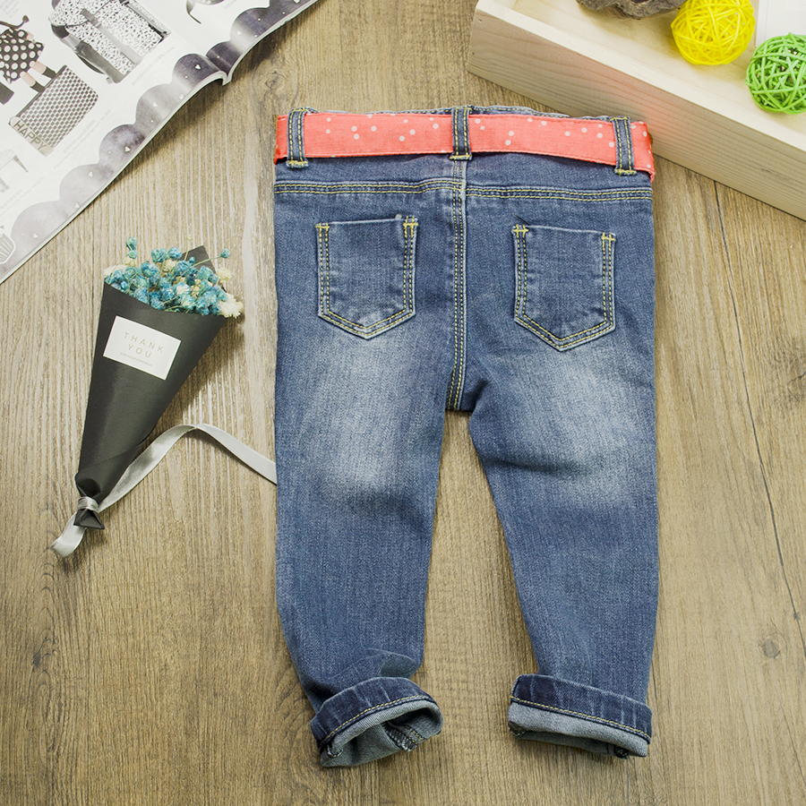 Bebé recién nacido niñas pantalones vaqueros de invierno algodón cálido niño Bebe niñas pantalones vaqueros elásticos con cinturón ropa de bebé niña