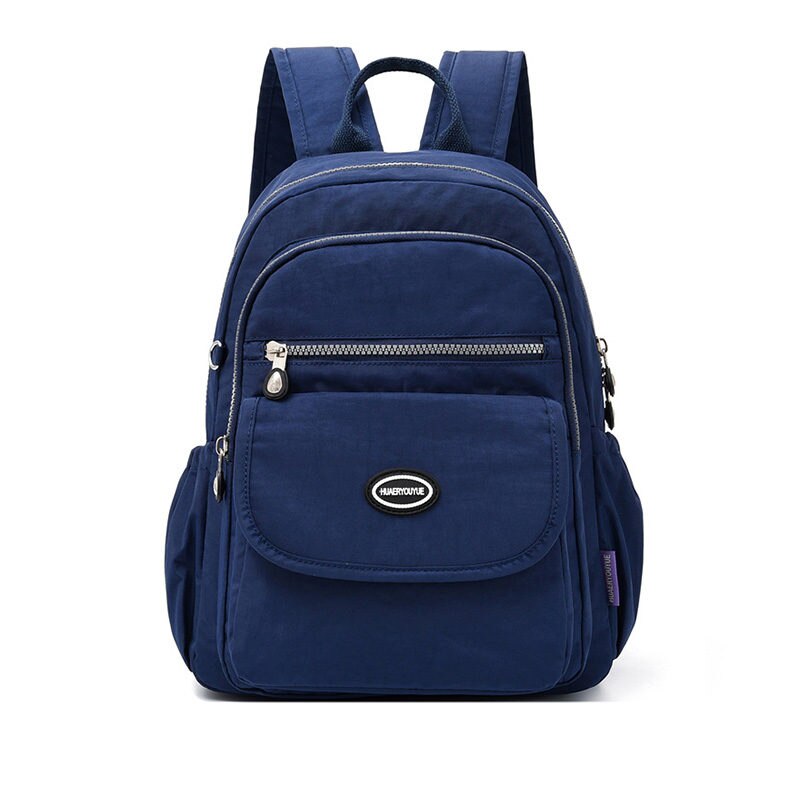 Zaino in Nylon per Le Donne di Scuola di Viaggi Borse a Spalla Multifunzione Zaino di Scuola di Nylon Impermeabile Zaini per Adolescenti: Blu profondo / 28x10x37cm