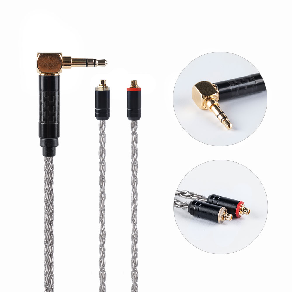 HiFiHear Audio Cable - 16 Core Plated Silver - MMCX/2Pin Connector - 4.4/3.5/2.5mm Plug: MMCX 3.5