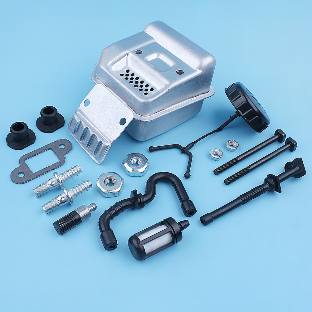 Schalldämpfer-auspuffschalldämpfer-set für stihl 018 ms180 017 ms170 ms 180 170 ms180c ms170c kettensägenstange, bolzenmutter, heizölfilterlinie