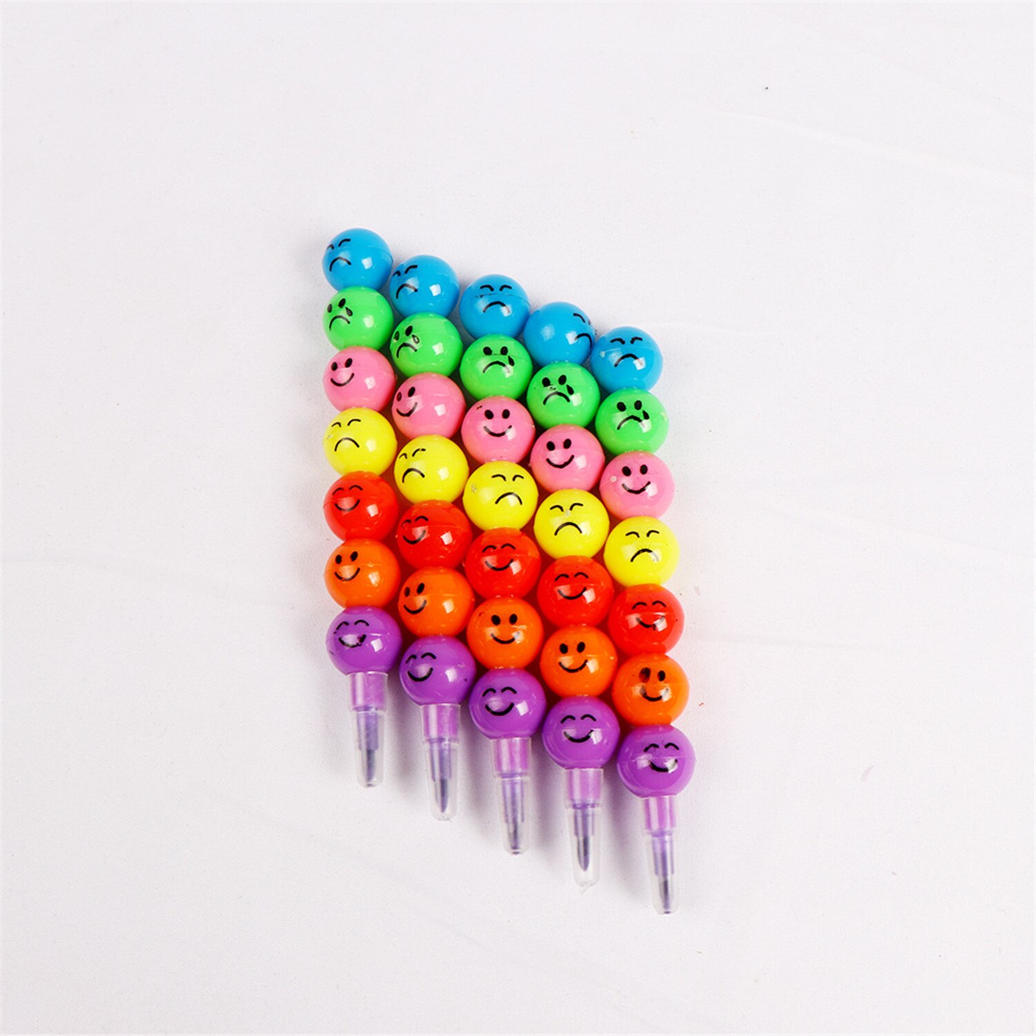 7 Color Crayons Cartoon Smiley Face Expression Candy Gourd Pen Children Students Painting Stationery School Office Supplies: 5pcs