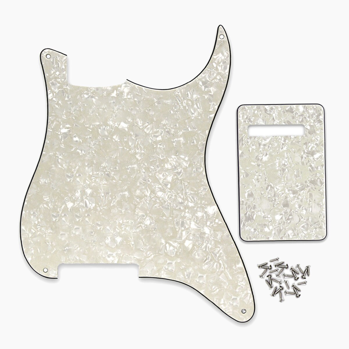 Floror – ensemble de 4 pièces de guitare électrique, matériel vierge, plaque à gratter, plaque arrière et vis, bricolage: Aged Pearl