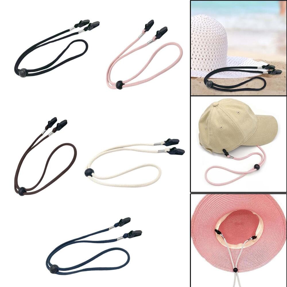 Sombrero elástico de retenedor, cuerda de barbilla, cuerda para montar en bote, Clips de correa para sombrero a prueba de viento, cuerda anticaída, cordón para máscara de viento