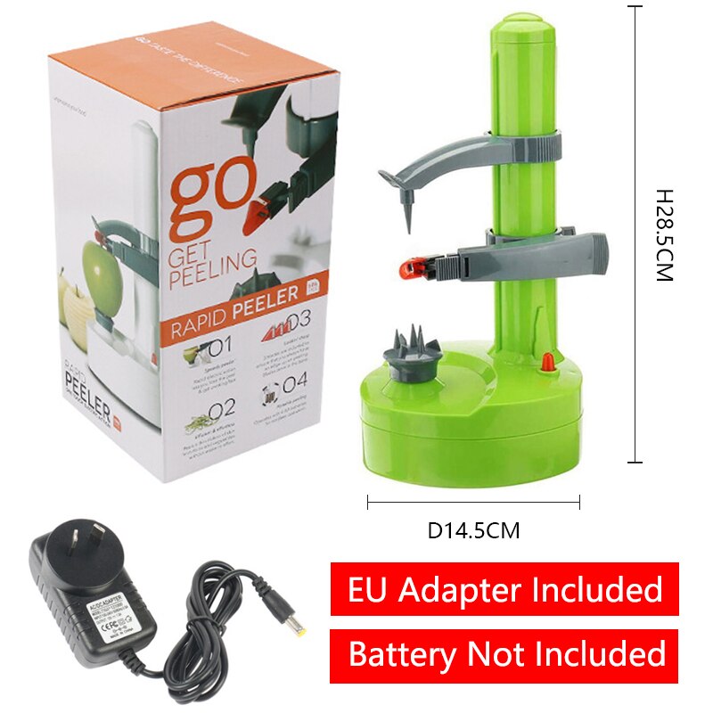 Automatische Elektrische Kartoffel Schäler Multifunktions Obst Gemüse Schäler Peeling Cutter Kochen Werkzeug Küche Spielereien Zubehör: Grün AU Adapter