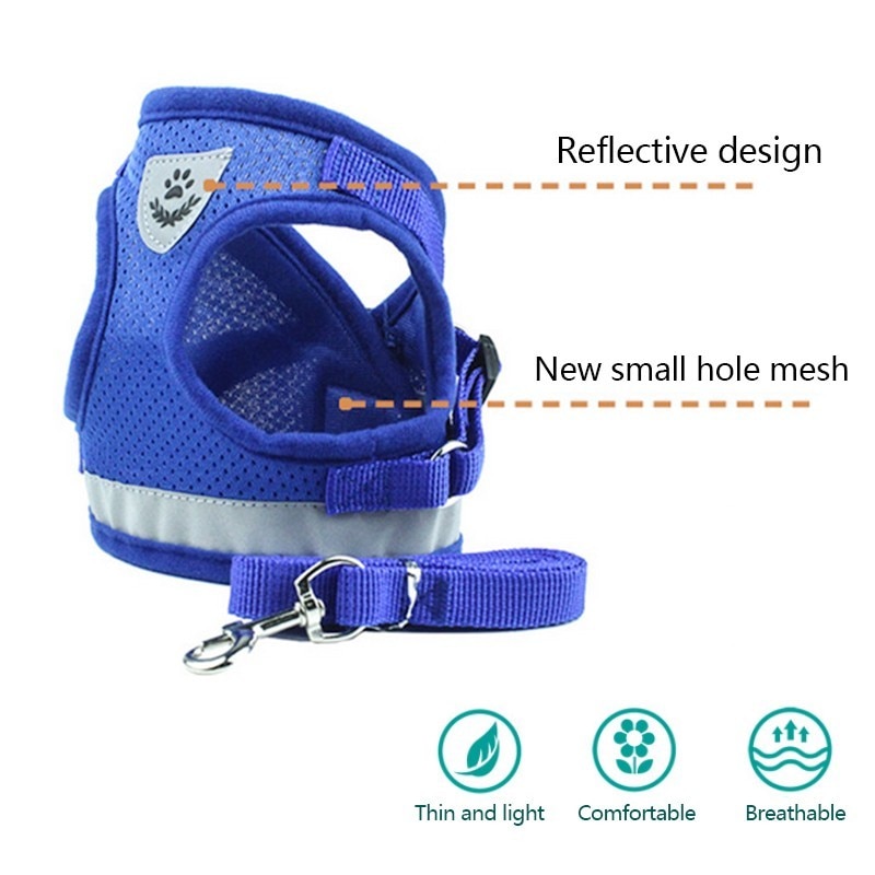Dog Harness Vest Reflective Adjustable Adjustable Walking Lead Leash for Puppy Dogs Mesh Cat Harness for Small Dog Arnes perro10
