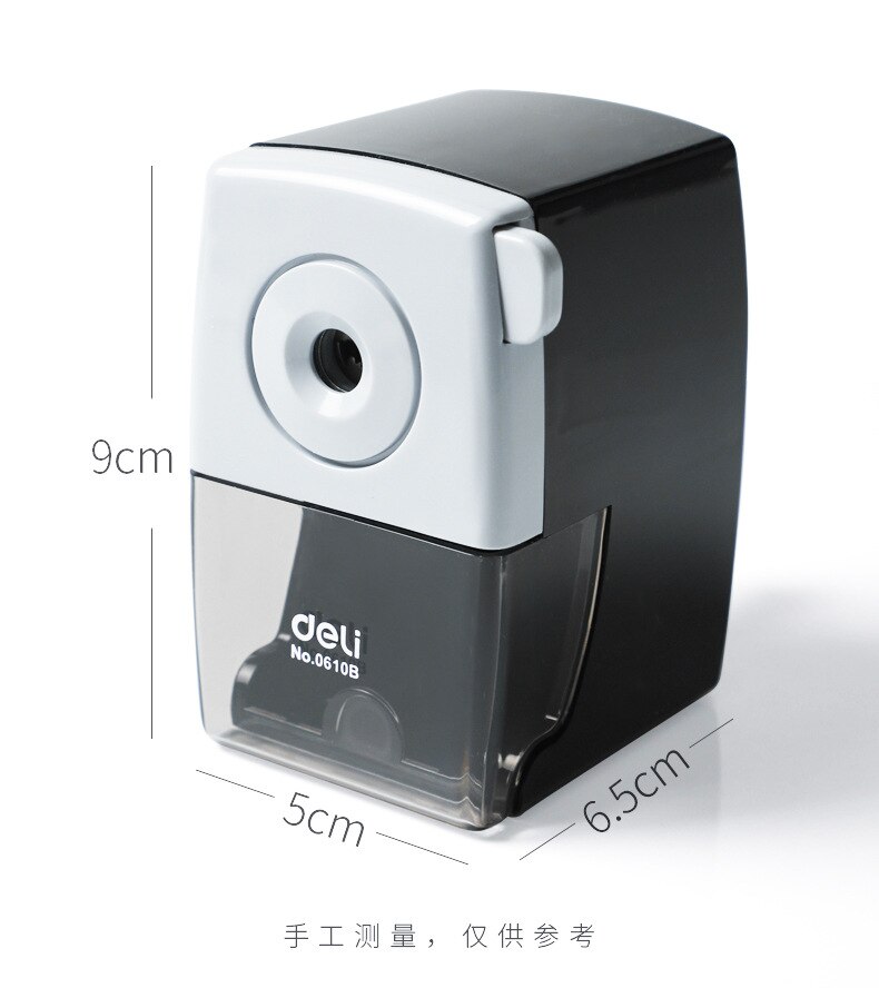 Deli-afilador de lápices 0610B para oficina, máquina de corte de lápiz de manivela, tipo básico, Metal, 1 pieza, 2 colores, blanco y negro