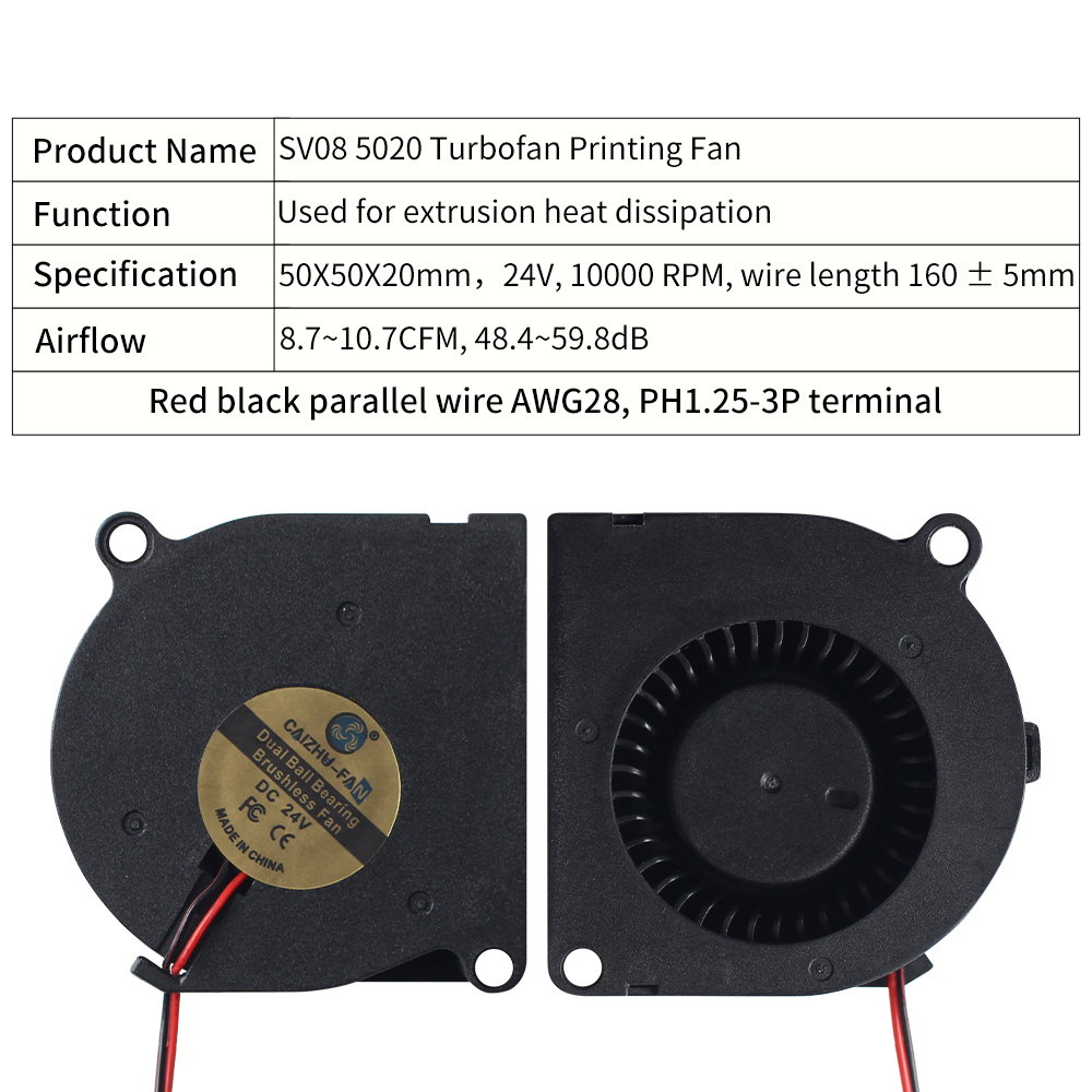 Ventilateur de refroidissement rapide et silencieux à double boule pour imprimante 3D, pour SV08 3010 4010 5020