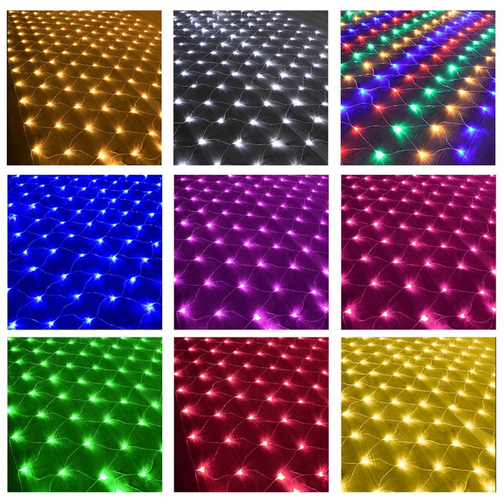 Net maille Led lumières 1.5 M/2 M/3 M LED chaîne noël fée rideau guirlande extérieure étanche pour fête jardin décoration de mariage