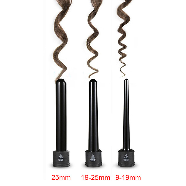 Haar Krultang Grote Golf Haar Waver Hair Curler 9-32 Mm Haar Krimpen Ijzer Styler Gereedschap Professionele Roterende curling Wand Set: 3P / VS