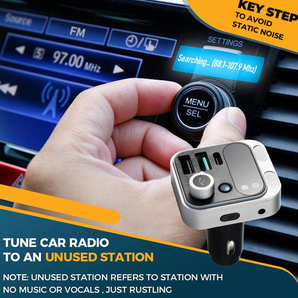 Bluetooth 5,2 FM Absender Für Auto Stärkere Dual Mikrofone Tiefe Bass Klang 48W PD QC 3,0 Auto Ladegerät Bluetooth Adapter