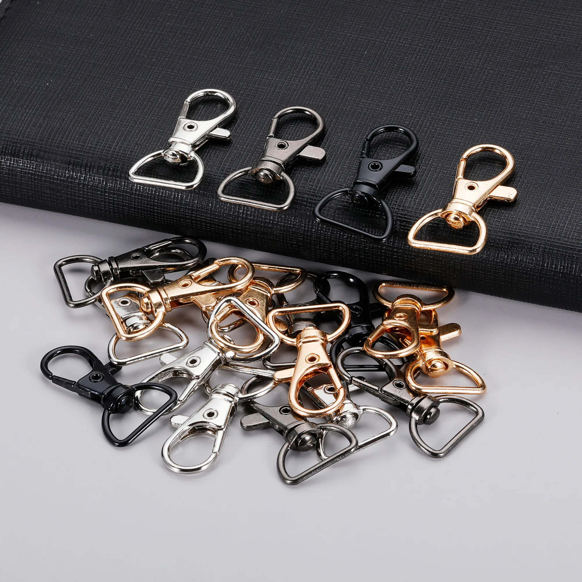 5/10/20pcs Swivel Clasps with D Ring Lanyard Snap Hooks Keychain Clip Hook Metal Lobster Claw Clasp for Keyrings Crafting Sewing