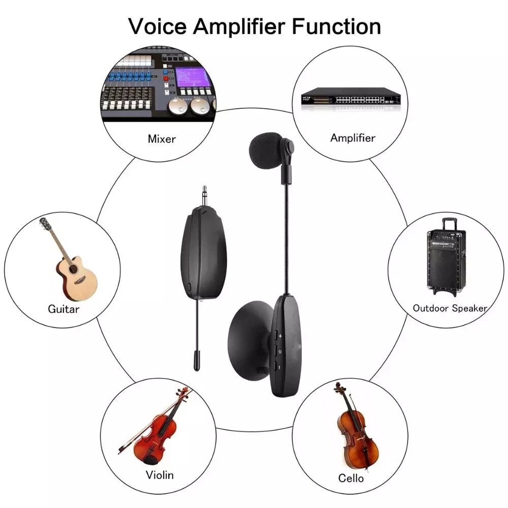 Draadloze Viool Microfoon Zuignap Instrument Mic Condensator Zwanenhals Uhf Draadloze Microfone Voor Viool Fiddle Gitaar Bas