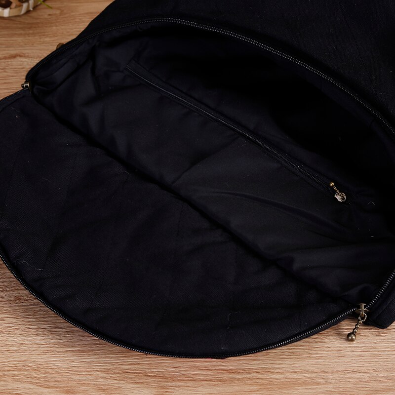 Märke broderade kvinnor väskor svart canvas axelväskor etniska budväskor boho väskor