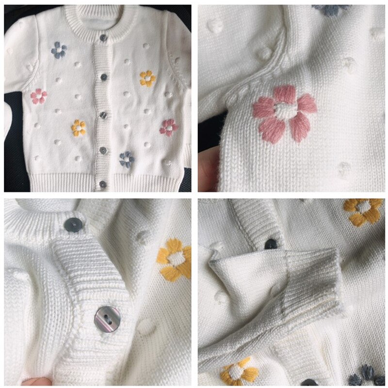 Pasgeboren Baby Kleding 0-2 Jaar Leuke Meisje Trui Lente Herfst Bloemen Baby Gebreid Vest Katoen Peuter kleding